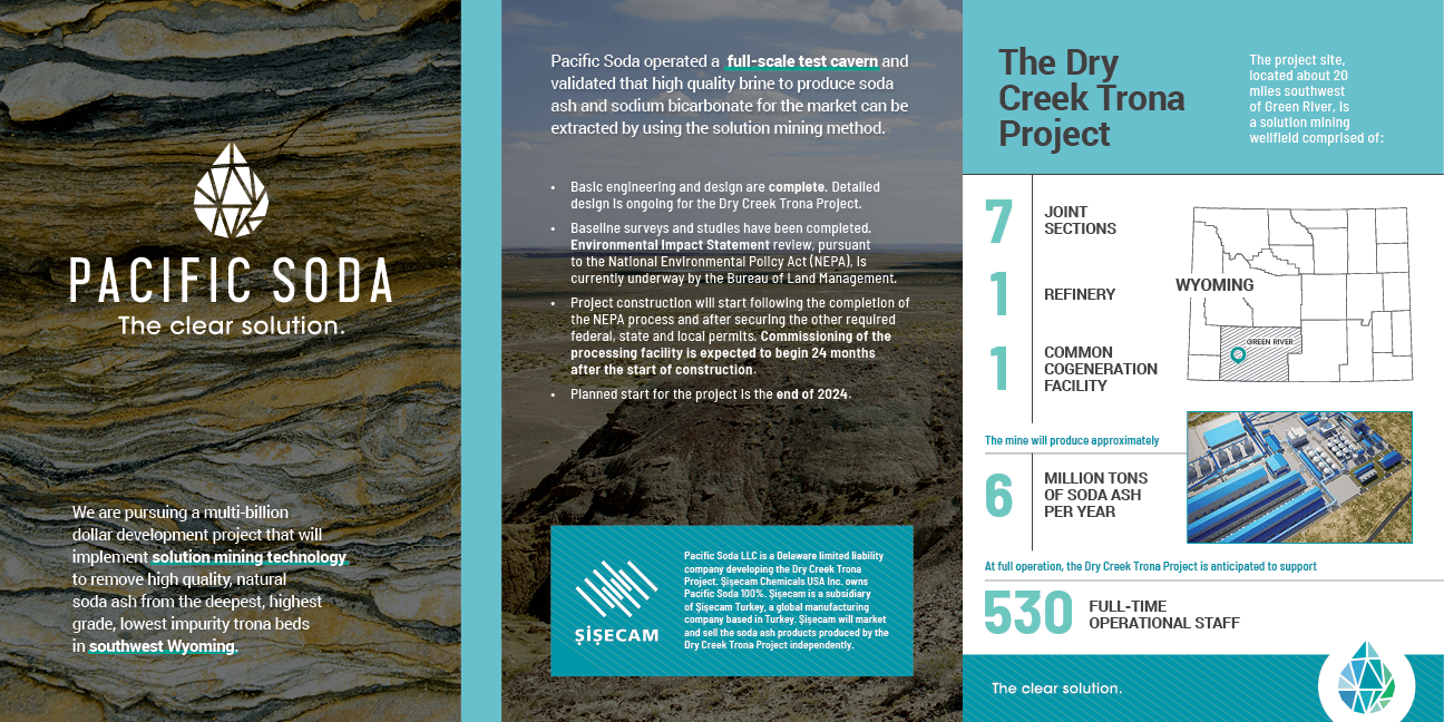 Pacific Soda Trifold Flyer-Graphic-1 A graphic explaining the details about the Pacific Soda project and the Sisecam partnership.